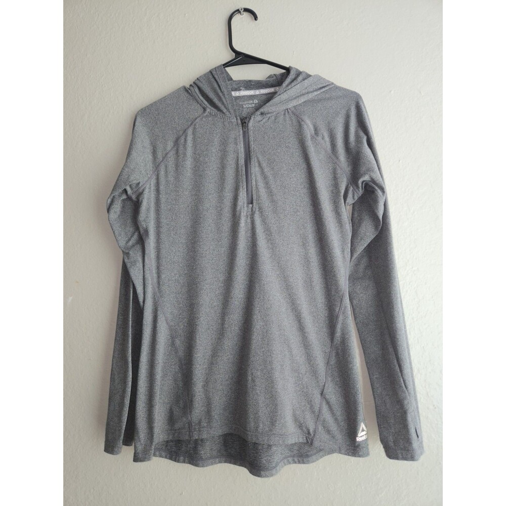 Reebok Women’s Small 1/4 Zip Pullover Hoodie Gray Long Sleeve Running Activewear